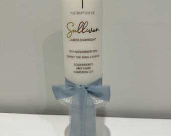 Personalized Baptism Candle: Christening, Memorial, Naming Day Keepsake