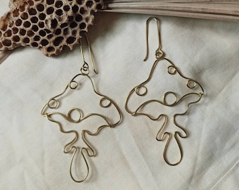 Mushroom core earrings/ statement earrings / mushroom core jewelry/ fairy core jewelry/ wire earrings /witch jewelry /cottage core earrings