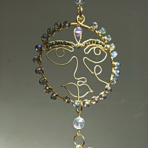 Triple Moon Goddess crystal suncatcher for window /light catcher for window/ light catcher crystal/ Home decor/ moon wire decor
