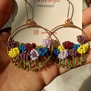 Tulip bouquet Earrings gold plated/ flower beaded earrings /cottage core earrings/statement earrings/ floral jewelry/spring earrings