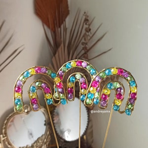 Groovy Rainbow Beaded Plant Trellis for indoor plant / Potted Plant stake/ plant support/plant stick /groovy rainbow decor/ jeweled stake