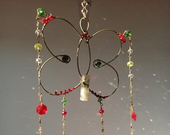 Atrapasueños de cristal de mariposa roja para ventana/atrapasueños de cristal de hadas/decoración Y2K/atrapasueños de luz para ventana/atrapasueños de cristal/decoración del hogar