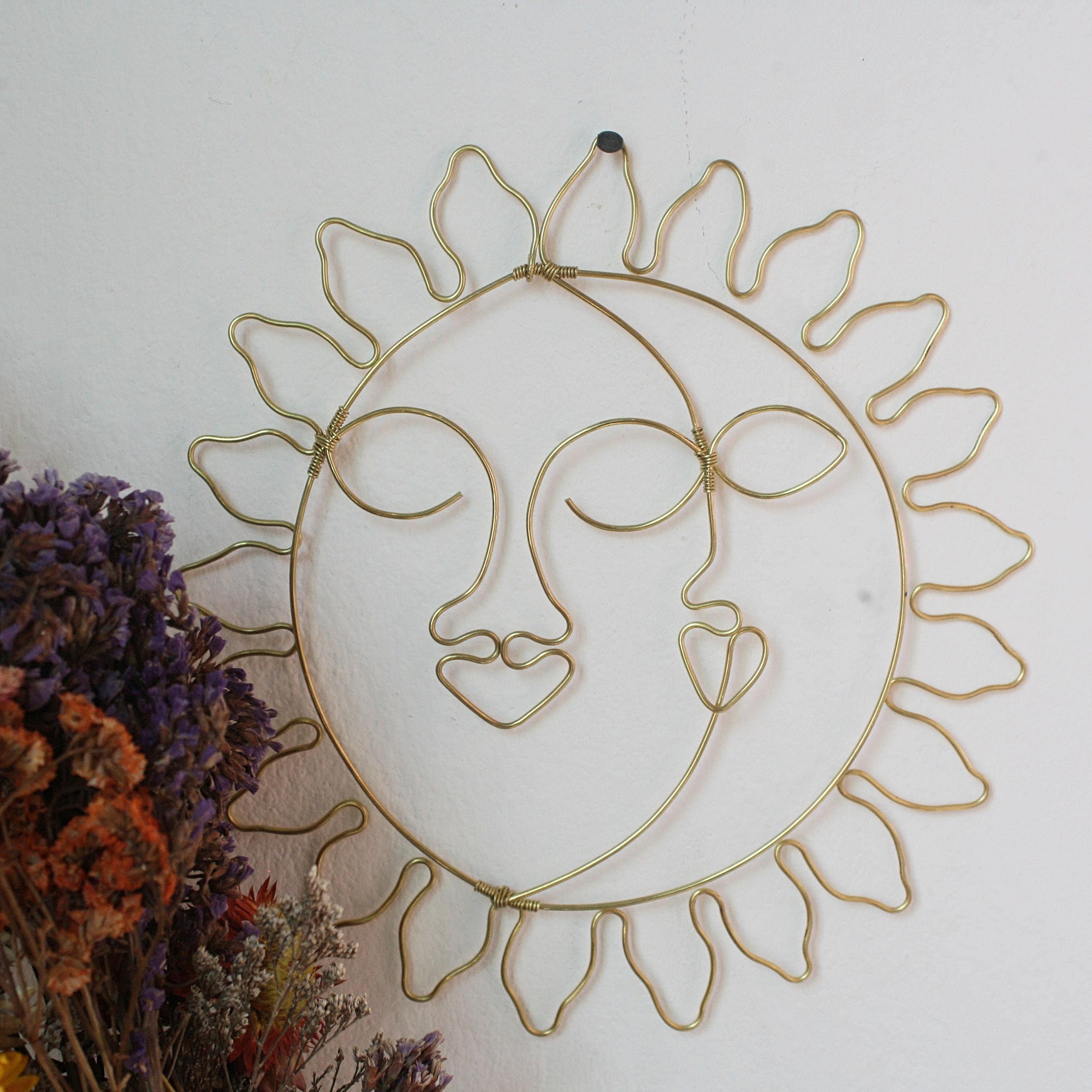 Sun and Moon Wall Hanging Boho Home decor /Wire Sun and Etsy