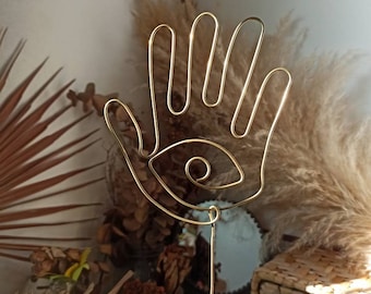 Enrejado para plantas HAND EYE HAMSA para plantas de interior / estaca para plantas / soporte para plantas / decoración de plantas / decoración de jardín / accesorios para plantas / maceta retro