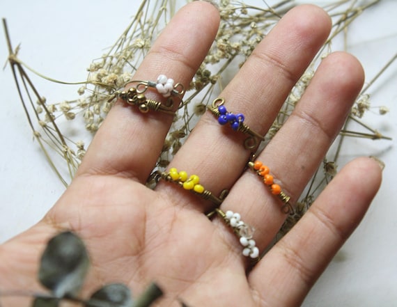 Gold Wire Rings With Beads/ Wire Wrapped Ring /wire Rings Simple - Main Image