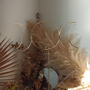 Enrejado para plantas de interior con diseño de la Diosa de la Triple Luna / Enrejado de alambre / Luna abstracta / Estaca para plantas / Decoración lunar / Soporte para plantas / Decoración de jardín