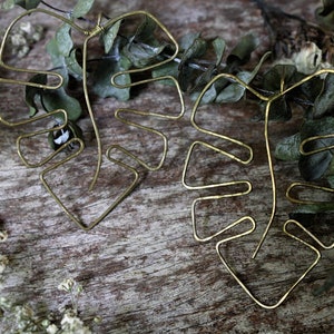 Monstera Earrings / Statement earrings / Monstera leaf earrings / Abstract earrings/ Wire earrings / Monstera jewelry / Gold earrings image 1