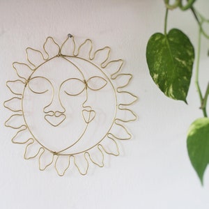 Sun and Moon Wall Hanging bedroom decor/ Boho Home decor/ Wire Sun and Moon / Wire Sun Wall hanging / Boho Wall Decor / Moon metal Decor