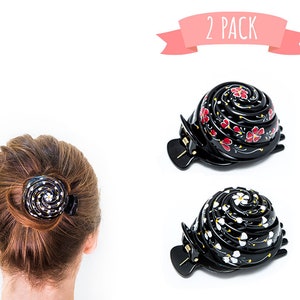 Bun Cover Hair holder, Hand Crafted Hair Clip. This Attractive Hair Accessory can be used as an easy bun maker. For thick & thin hair image 1