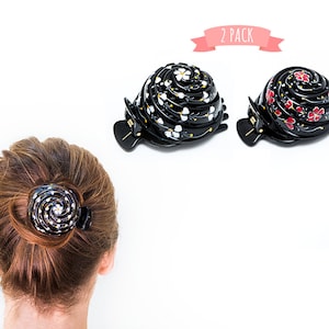 Bun Cover Hair holder, Hand Crafted Hair Clip. This Attractive Hair Accessory can be used as an easy bun maker. For thick & thin hair image 9