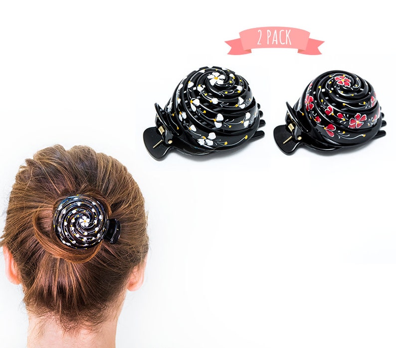 Bun Cover Hair holder, Hand Crafted Hair Clip. This Attractive Hair Accessory can be used as an easy bun maker. For thick & thin hair image 9