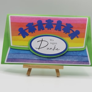 Geld- oder Gutscheinverpackung Abschied Erzieher/in,Lehrer/in, Regenbogen
