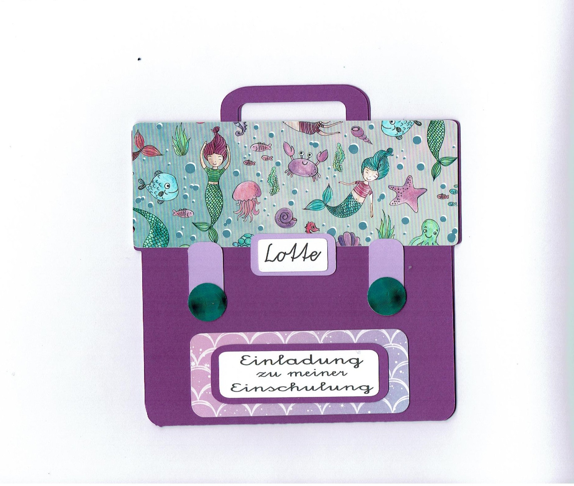 Invitation card back to school "Satchel" Mermaid