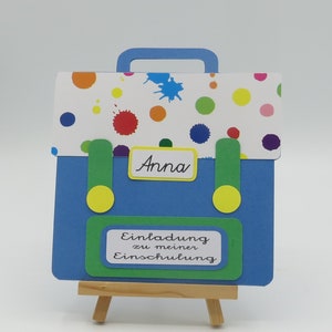 Invitation card back to school "school bag" dots