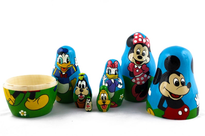 Matryoshka Nesting Doll Mickey Mouse Cartoon 7 pcs Etsy