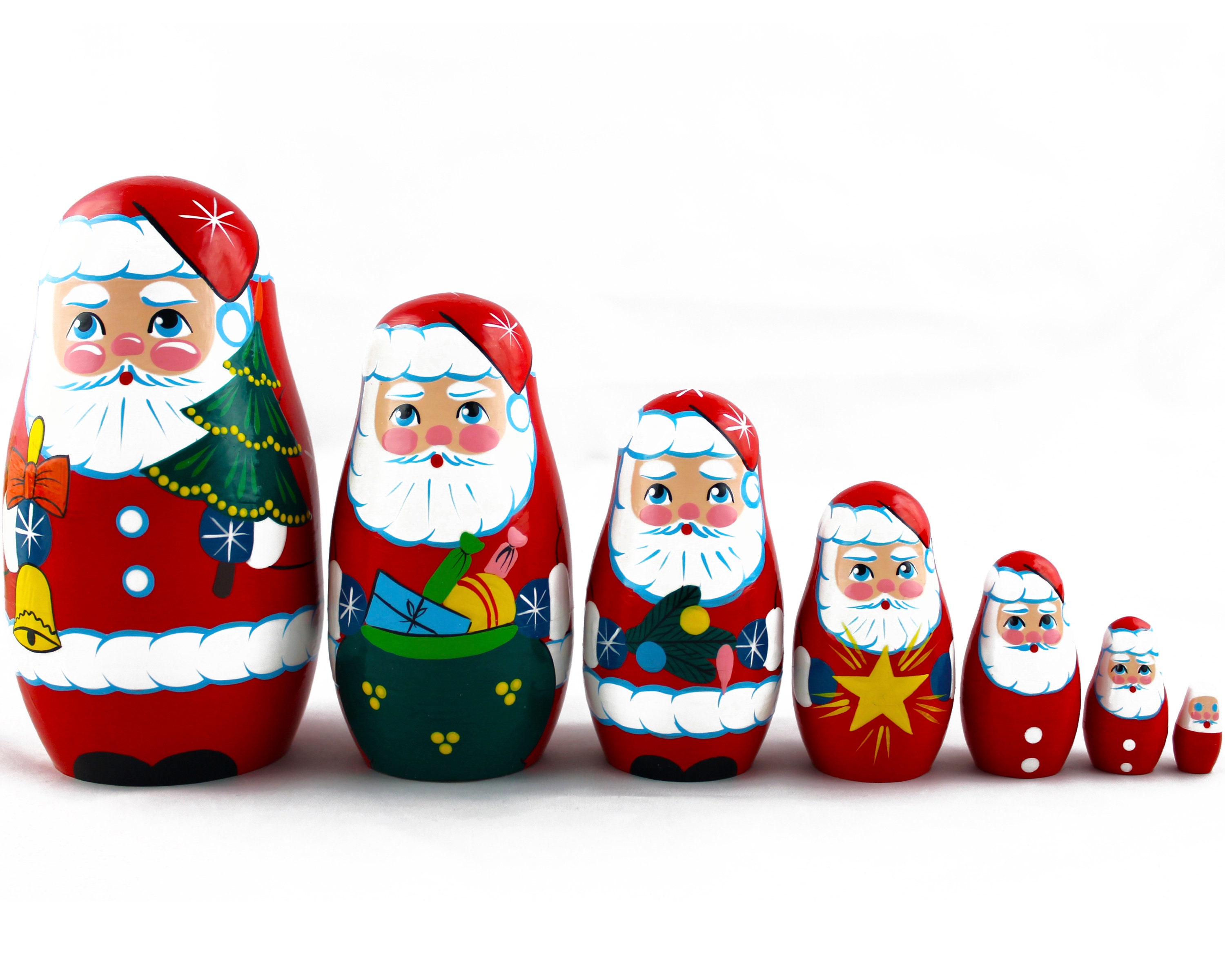 Christmas Santa Nesting Dolls 7 pcs Santa Claus Christmas Etsy