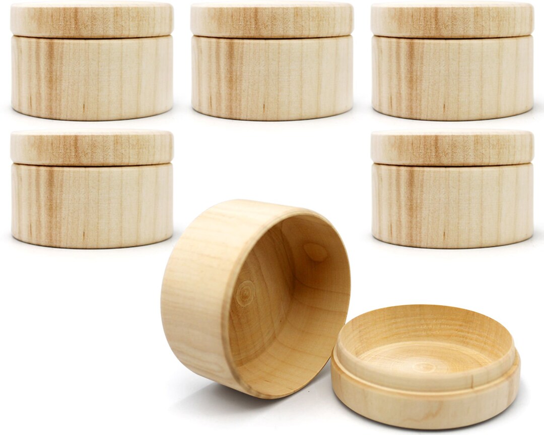 Mini Wooden Round Boxes With Lid 6 Pcs Blank Storage Wood Etsy