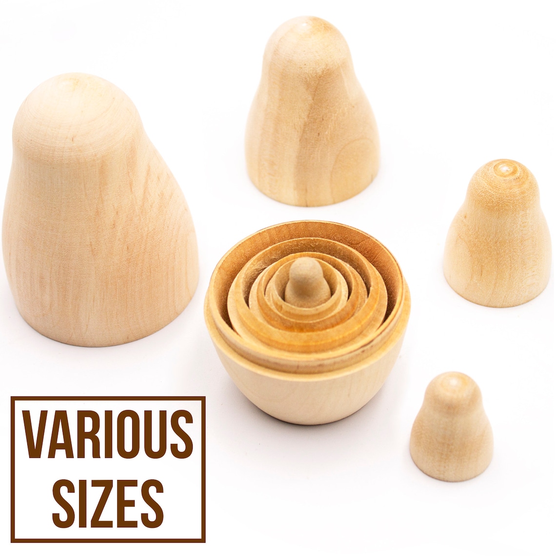 Blank Nesting Dolls Set 5 Pcs Unpainted Dolls Unfinished Etsy