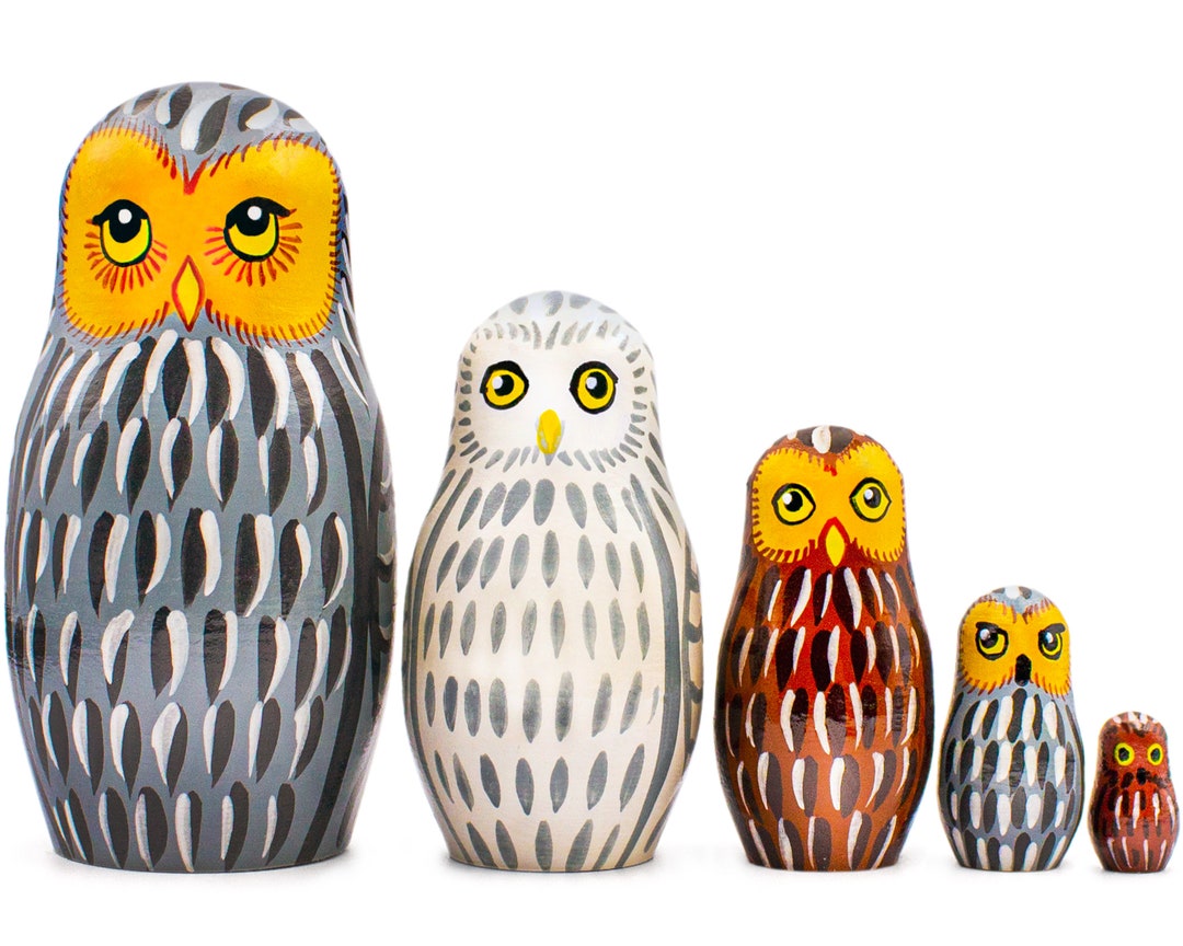 Owl Nesting Dolls Set of 5 Pcs Matryoshka Doll With Owl Etsy Israel