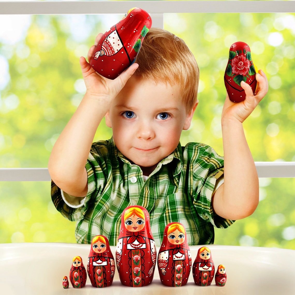 Matryoshka Russian Nesting Doll Red Sundress 7 pcs Etsy