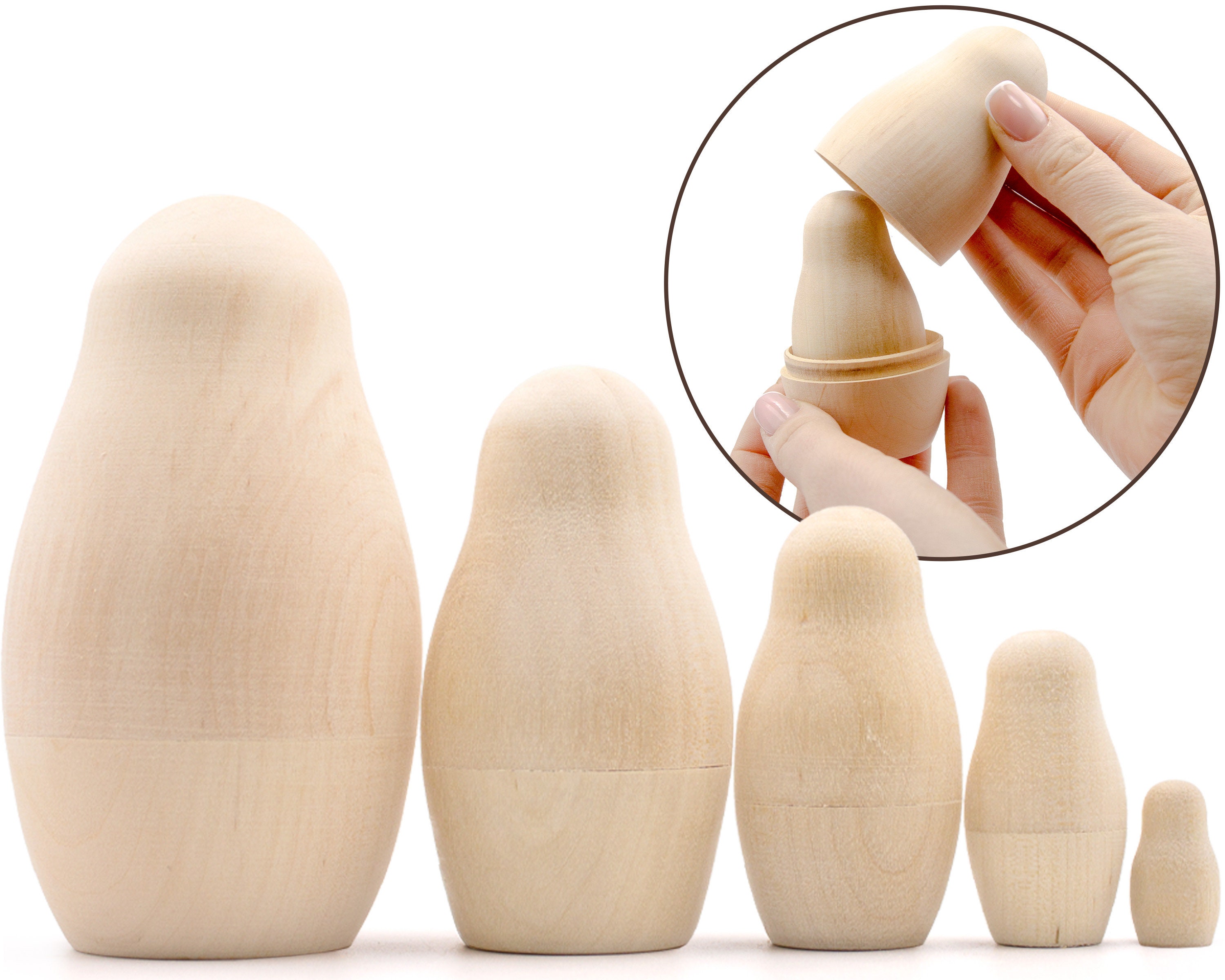 Blank Nesting Dolls Set 5 Pcs Unpainted Dolls Unfinished Etsy