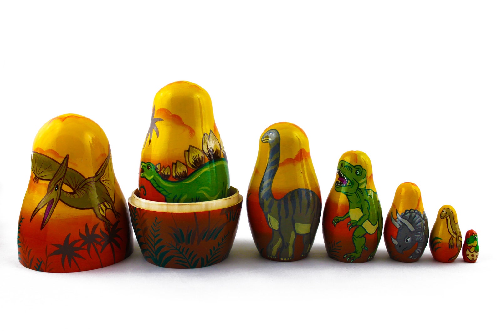 Dinosaur Nesting Dolls Matryoshka Set 7 Dolls Dinosaur Toy Etsy