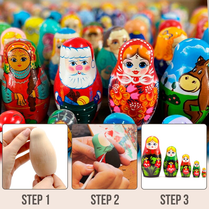 Blank Nesting Dolls Set 5 Pcs Unpainted Dolls Unfinished Etsy