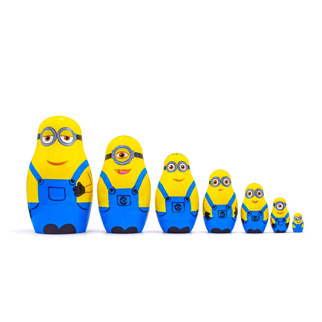 Despicable Me Minion Nesting Dolls Set 7 Pcs Wooden Minion Toys Minion