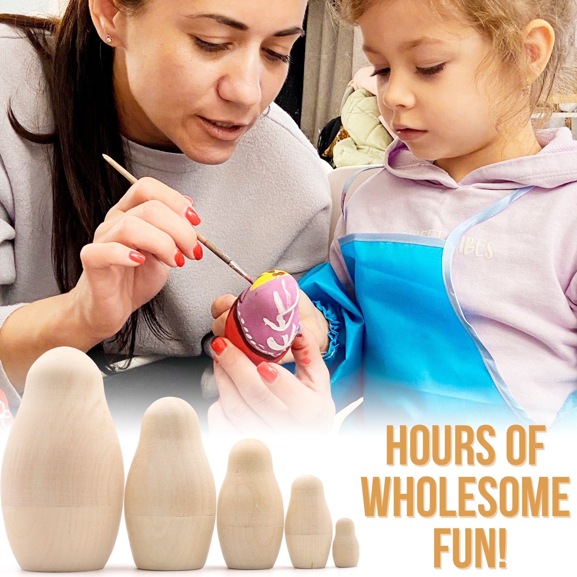 Blank Nesting Dolls Set 5 Pcs Unpainted Dolls Unfinished Etsy