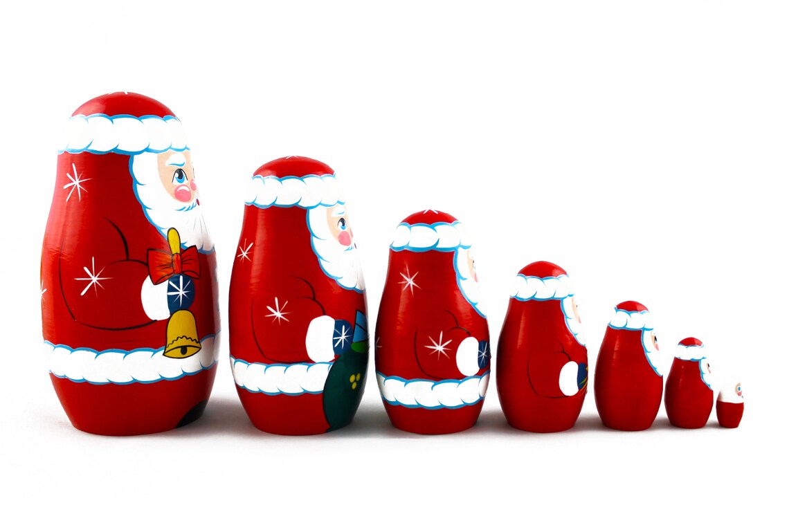 Christmas Santa Nesting Dolls 7 pcs Santa Claus Christmas Etsy