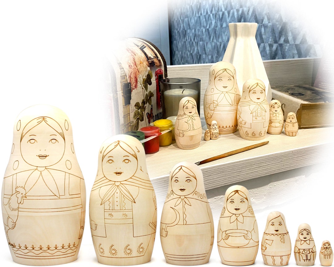 Blank Nesting Dolls for Coloring Set 7 Pcs Paint Your Own Etsy