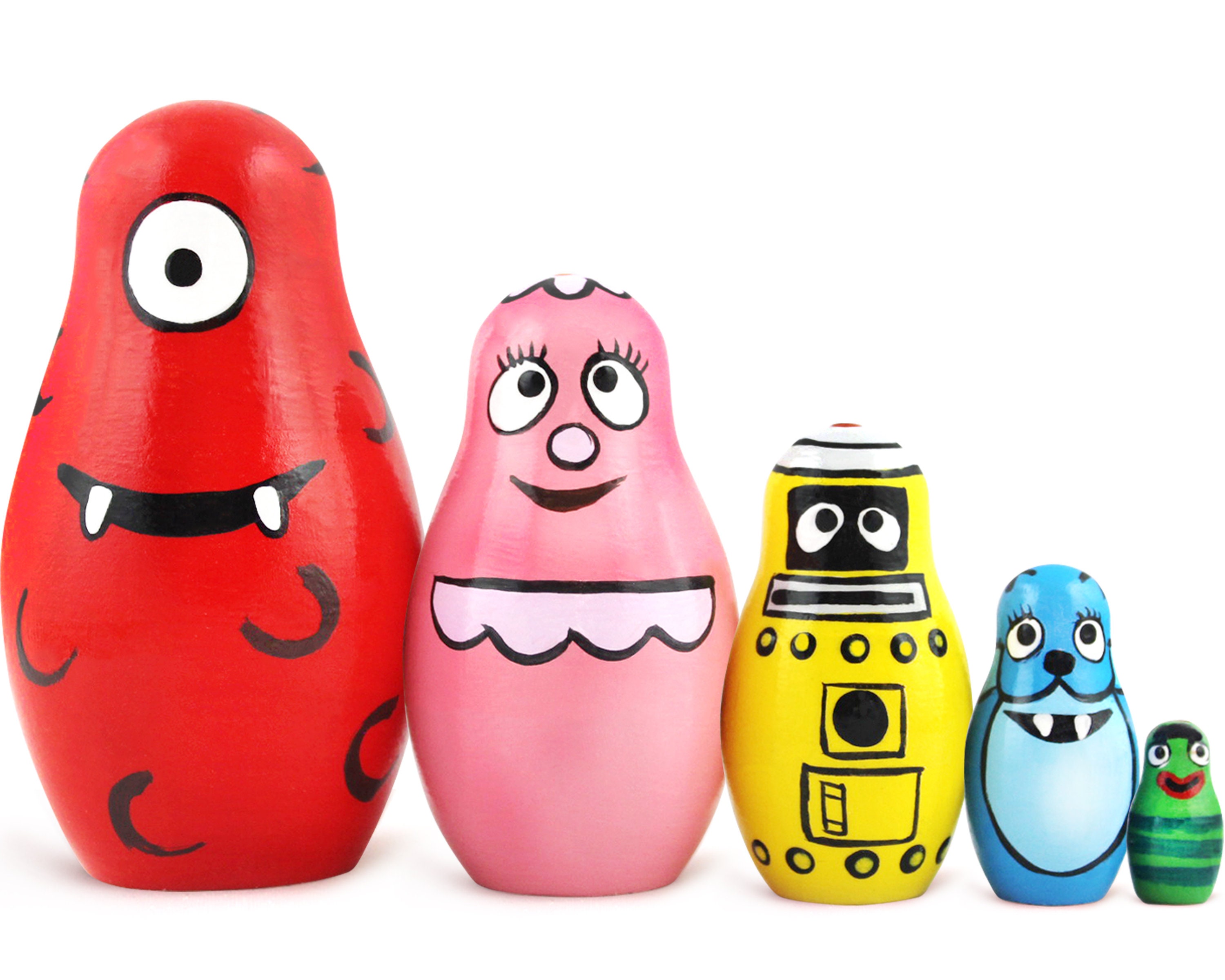 Matryoshka Russian Dolls Yo Gabba Gabba Set 5 Pcs Wooden Yo Gabba Gabba  Figures Shaped as Russian Nesting Dolls Wood Yo Gabba Gabba Toys 