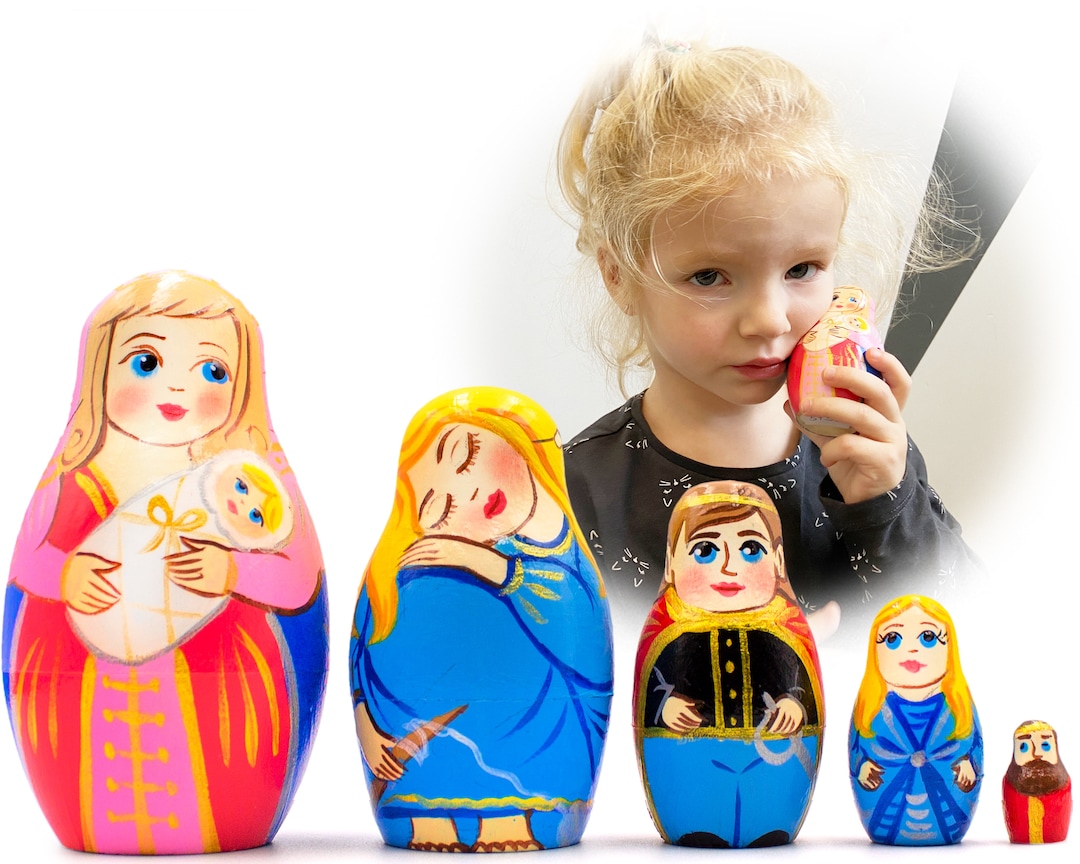 Sleeping Beauty Nesting Dolls Set of 5 Pcs Sleeping Beauty Figures
