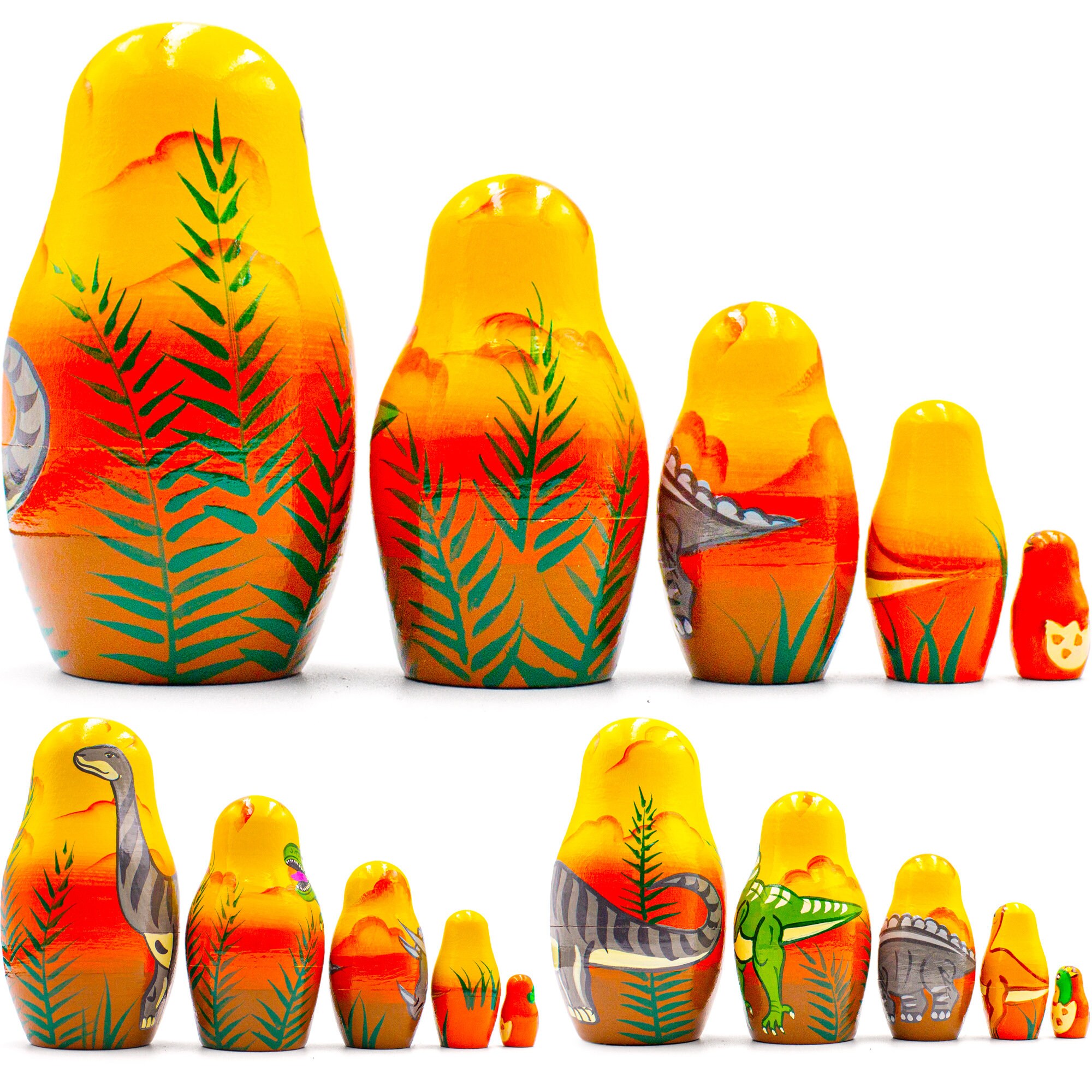 Dinosaur Nesting Dolls Set of 5 Pcs Matryoshka Doll With Etsy