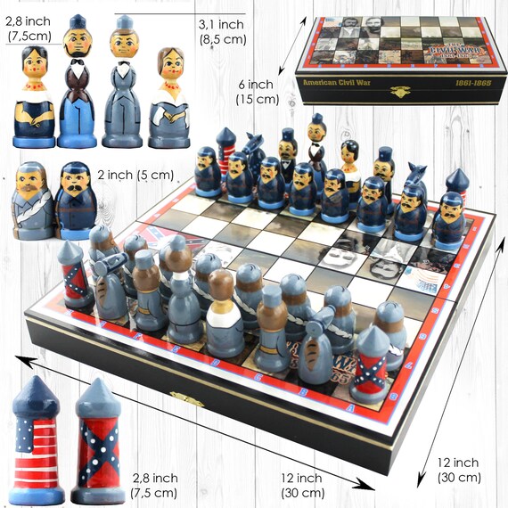 Schachbrett mit Matroschka Schachspiel Schachfiguren Holz Handbemalt Schach 