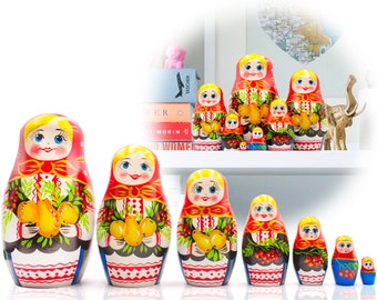 Purple Headscarf Matryoshka Russian Nesting Doll Babushka Wooden Set 7 Pc Purple Headscarf Matryoshka Russian Nesting Doll Babushka Wooden Set 7 Pc