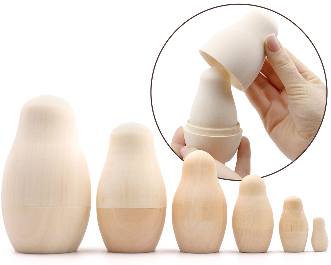 Blank Nesting Dolls Set 6 Pcs Unpainted Russian Nesting Dolls