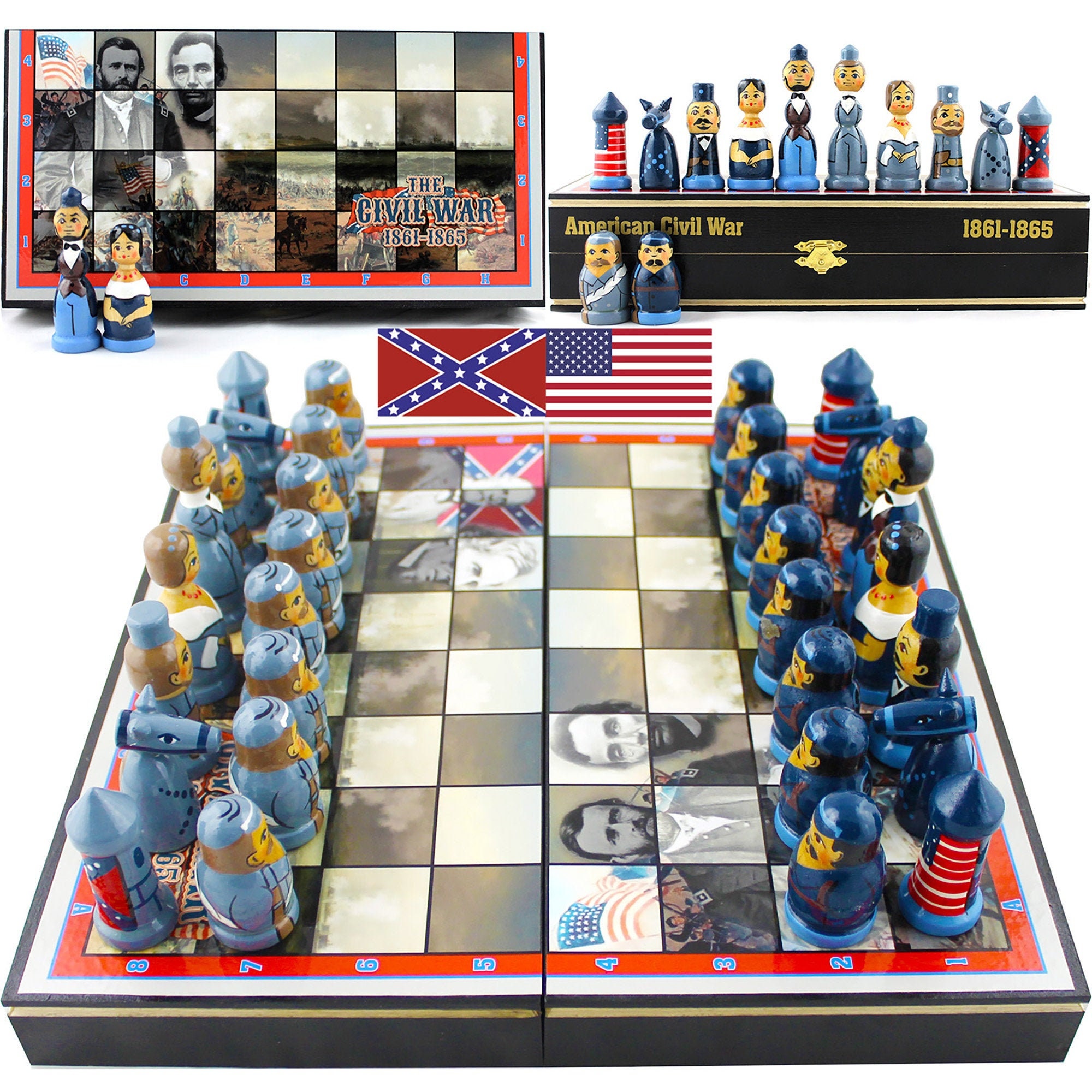 American Civil War Chess Set Civil War Soldiers Toy Etsy
