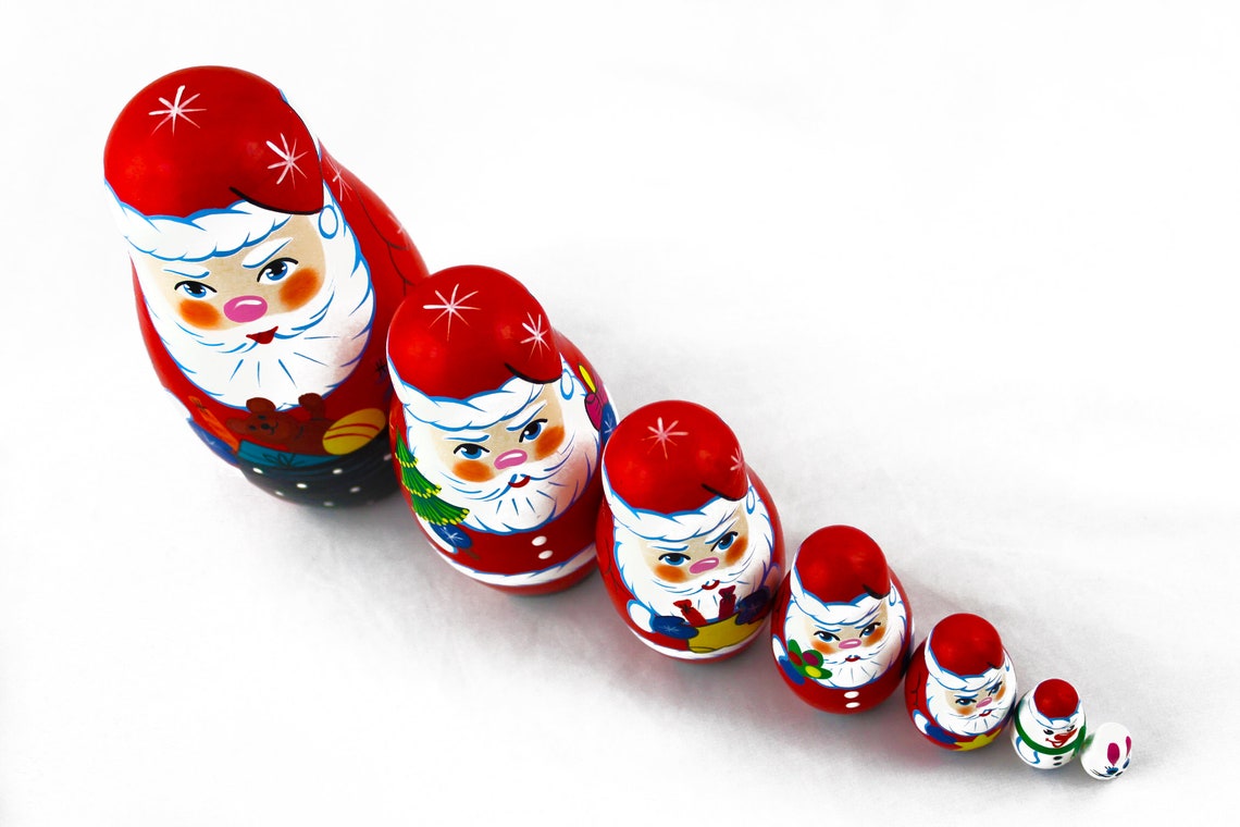 Russian Nesting Dolls Santa Claus Set 7 pcs | Etsy