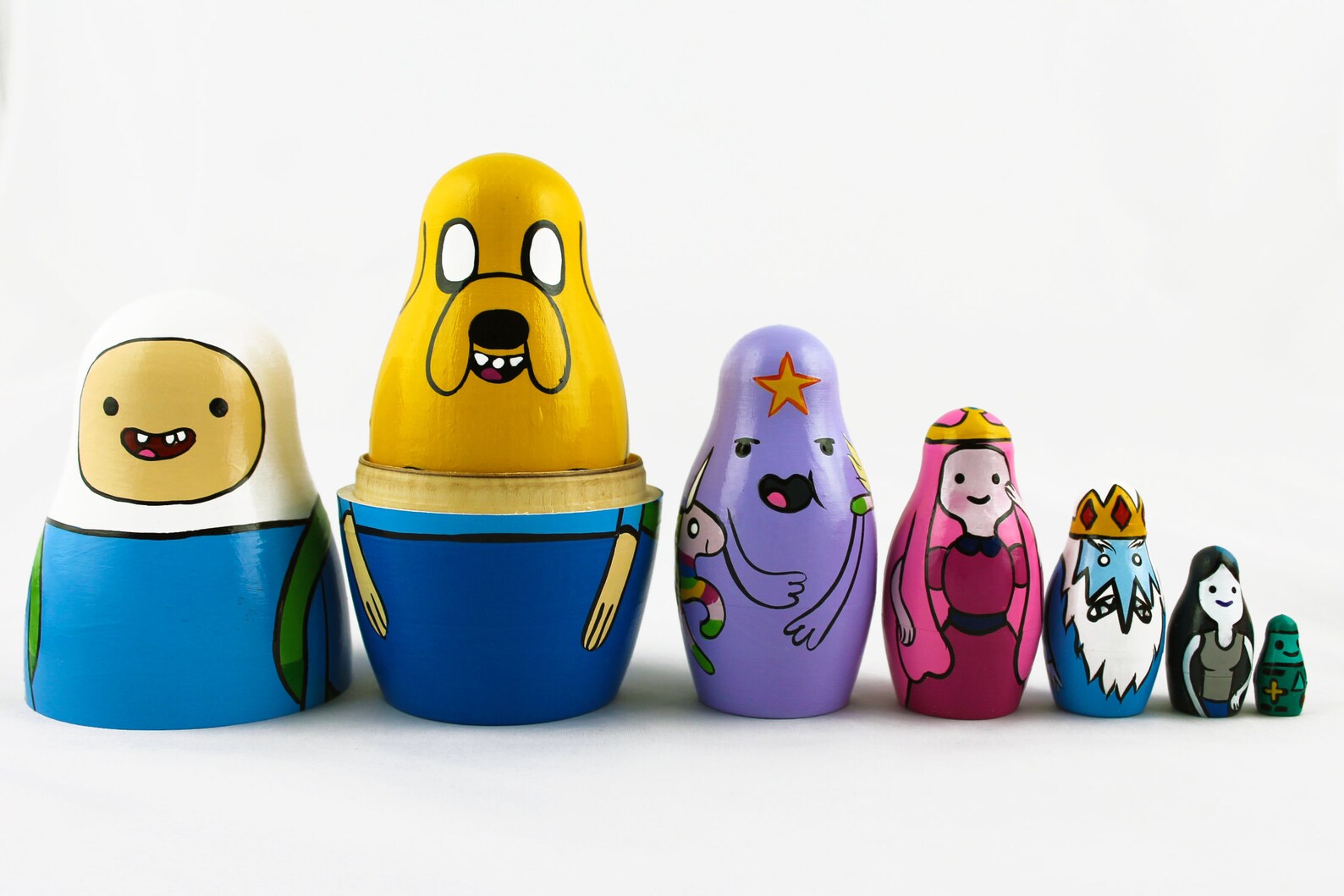 Matryoshka Nesting Dolls Cartoon Adventure Time Set 7 Pcs Etsy