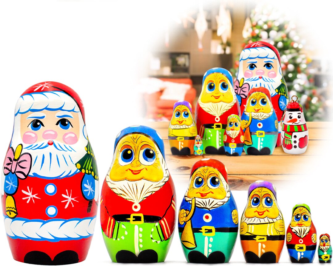Christmas Nesting Dolls Christmas Gnomes Figurine Set of 5 Etsy