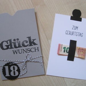 Karte 18. Geburtstag,Geldgeschenk Geburtstag, Ziehkarte, Geldkarte Geburtstag,
