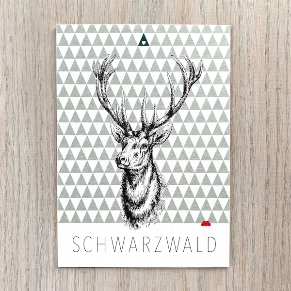 Schwarzwald- Postkarte HIRSCH