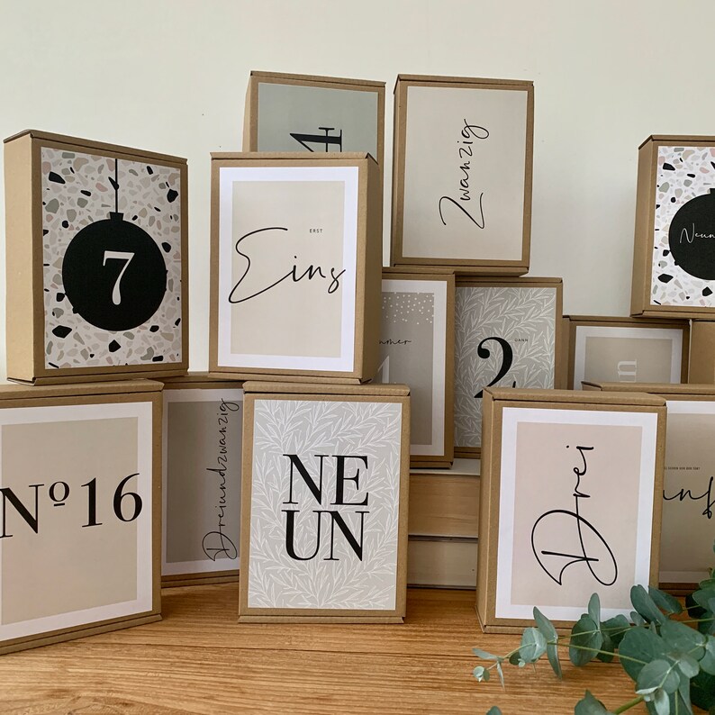 24 Advent Calendar Cards Nude & Pastel Etsy