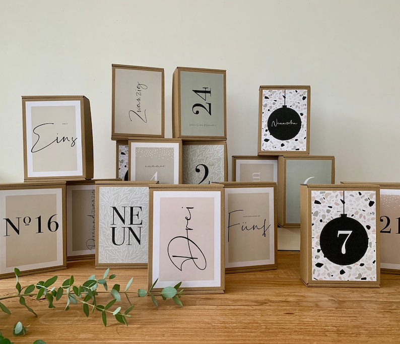 24 Advent Calendar Cards Nude & Pastel Etsy
