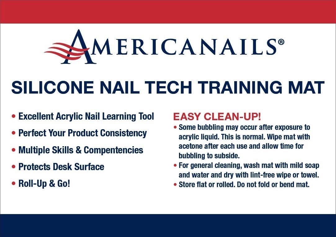 Americanails Silicone Nail Tech Acrylic Nail Training Mat, Acrylic Nail Mat,  Practice Nail Tools, Nail Practice Sheet, Reusable Acrylic Mat 