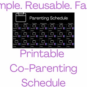 Child Custody Schedule, Co-Parenting Planner, School Schedule Organizer, Reusable Schedule, Custody Log Schedule, Kids Log | BLACK DESIGN