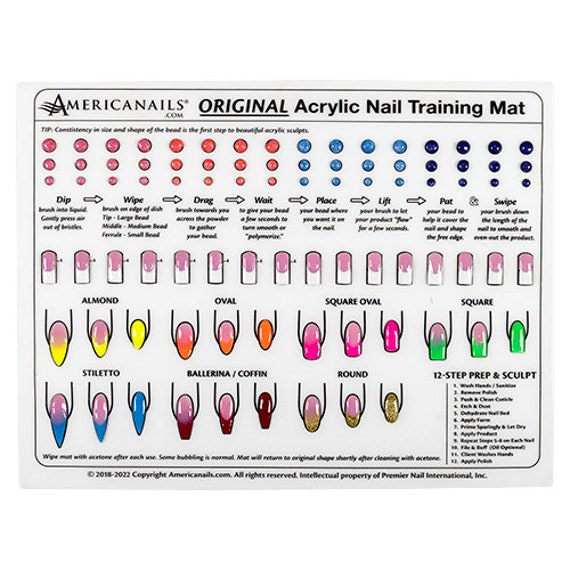 Americanails Silicone Nail Tech Acrylic Nail Training Mat, Acrylic Nail Mat,  Practice Nail Tools, Nail Practice Sheet, Reusable Acrylic Mat 