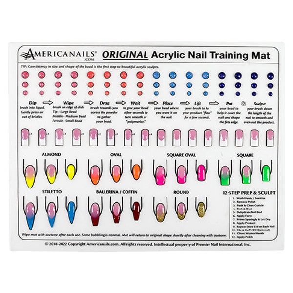 Americanails Silicone Nail Tech Acrylic Nail Training Mat, Acrylic Nail Mat, Practice Nail Tools, Nail Practice Sheet, Reusable Acrylic Mat