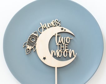 Two The Moon Cake Topper, 2nd Birthday Cake Topper, Space Theme Birthday, Two Cake Topper, 2nd Birthday Cake Topper, Celestial Birthday